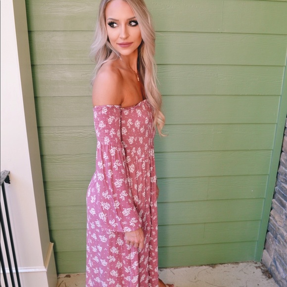 Floral Off the Shoulder Long Boho Dress - Picture 4 of 5
